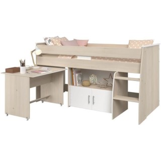 Lit combiné enfant ZOLA 90x200 cm - 2 portes - Avec bureau - Décor a