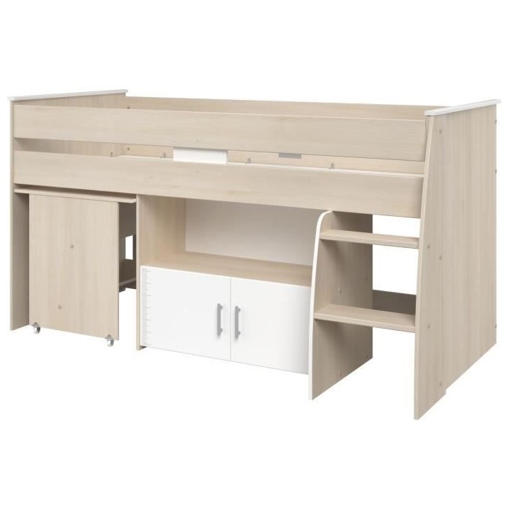 Lit combiné enfant ZOLA 90x200 cm - 2 portes - Avec bureau - Décor a