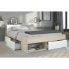 Lit adulte COMBO 140x190/200 cm -Acacia et blanc - 3 Tiroirs - PARISOT