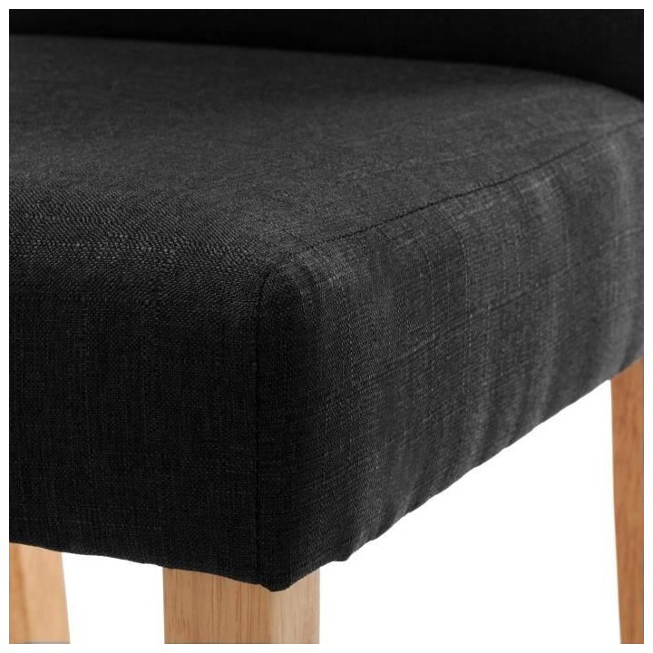 ELYNA Lot de 2 chaises de salle a manger - Pied bois naturel - Tissu g