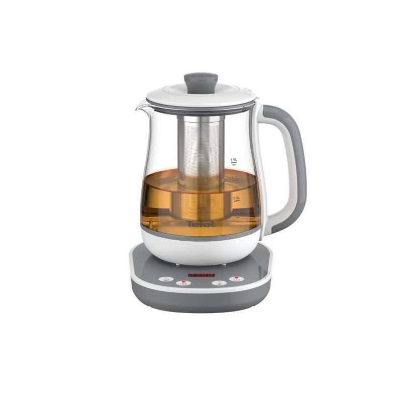 TEFAL BJ551B10 Tastea Machine a thé en verre 1,5 L, 8 réglages, Panier a thé amovible acier inoxydable, Maintien au chaud, Ba