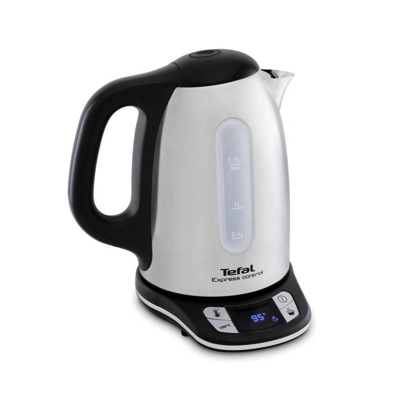 TEFAL KI240D10 Express Control Bouilloire sans fil électrique 1,7L, 2400W, 7 températures réglables, Maintien au chaud 60 min