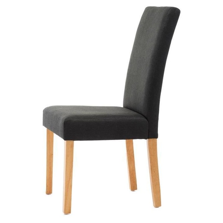 ELYNA Lot de 2 chaises de salle a manger - Pied bois naturel - Tissu g