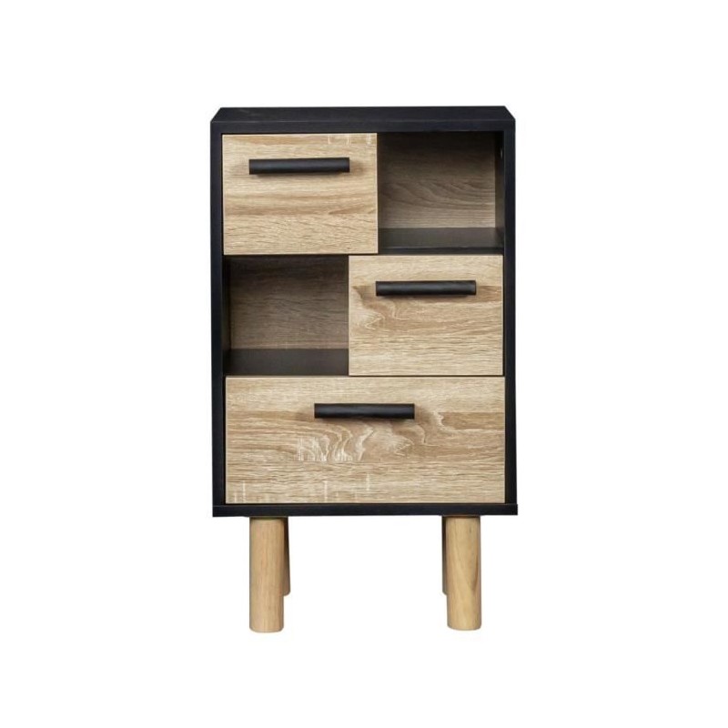 Rangement avec 2 portes - Pieds bois de pin noir - LILA