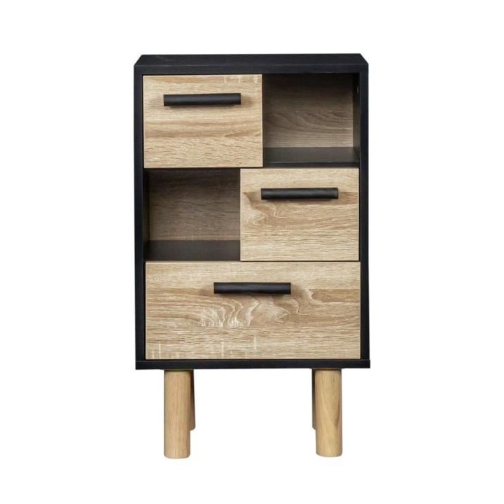 Rangement avec 2 portes - Pieds bois de pin noir - LILA