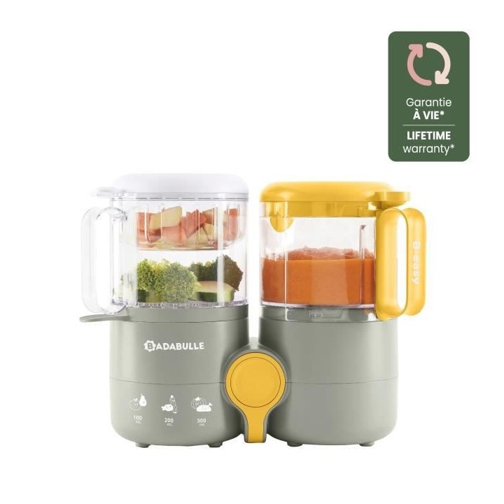 BADABULLE Robot culinaire 4 en 1 B.Easy - Cuit vapeur, Mixe, Réchauff