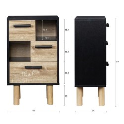 Rangement avec 2 portes - Pieds bois de pin noir - LILA