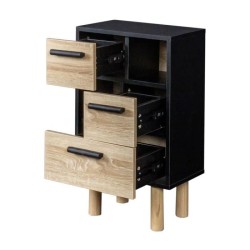 Rangement avec 2 portes - Pieds bois de pin noir - LILA