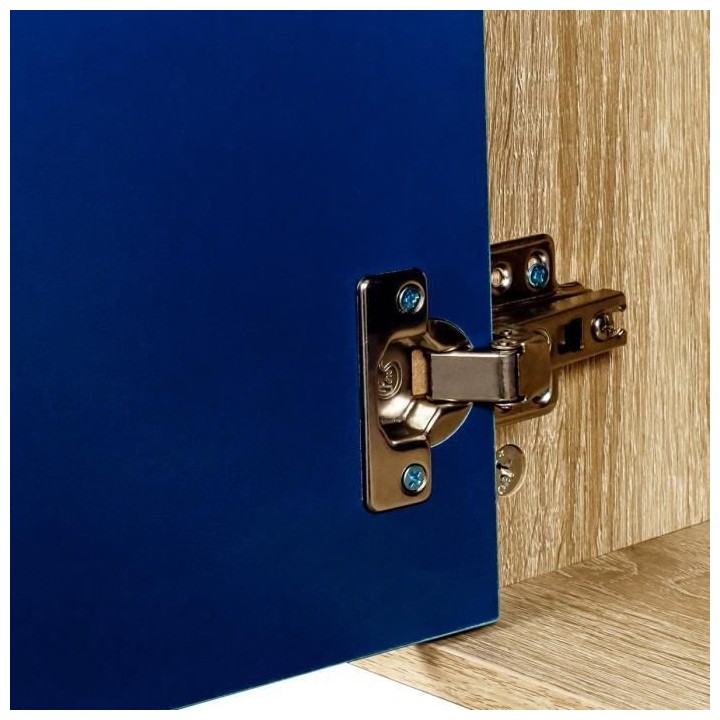 Meuble TV LILA - 2 portes - Décor mélaminé Bleu - Pieds en bois mas