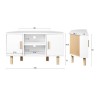 Meuble TV d'angle LILA - 2 portes - Décor mélaminé Blanc - Pieds en bois massif - L90 x P35 x H55 cm