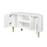 Meuble TV d'angle LILA - 2 portes - Décor mélaminé Blanc - Pieds en bois massif - L90 x P35 x H55 cm