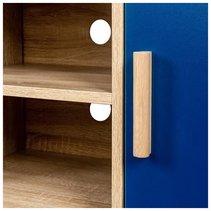 Meuble TV d'angle LILA - 2 portes - Décor mélaminé Bleu - Pieds en