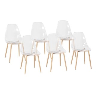 Lot de 6 chaises cristal transparent - L 47 x P 54 x H 84 cm - CLODY