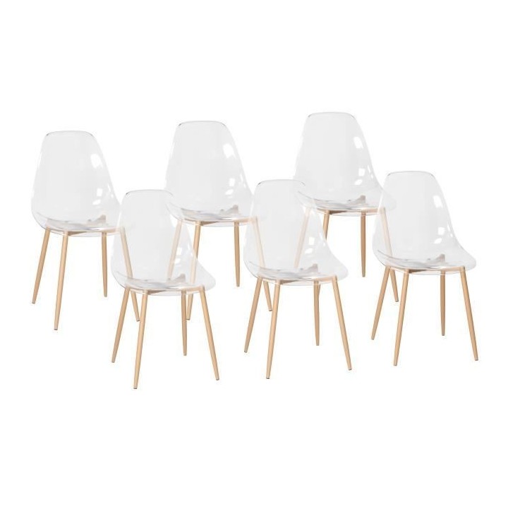 Lot de 6 chaises cristal transparent - L 47 x P 54 x H 84 cm - CLODY