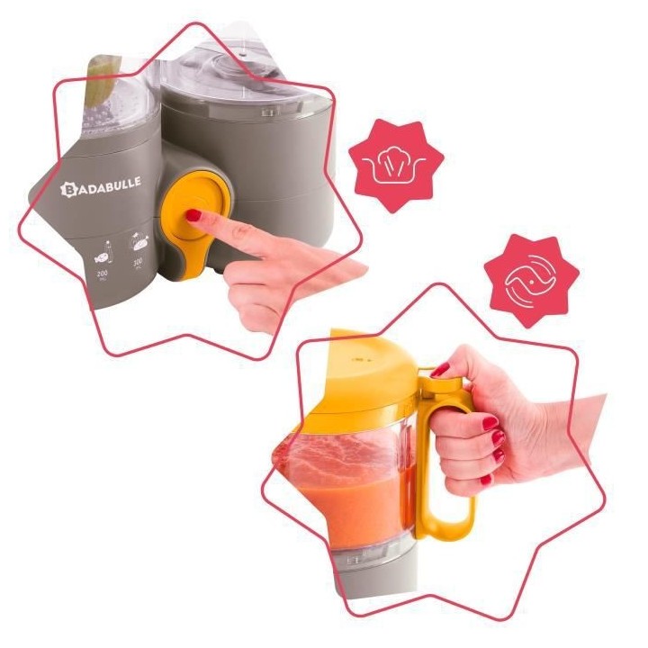 BADABULLE Robot culinaire 4 en 1 B.Easy - Cuit vapeur, Mixe, Réchauff