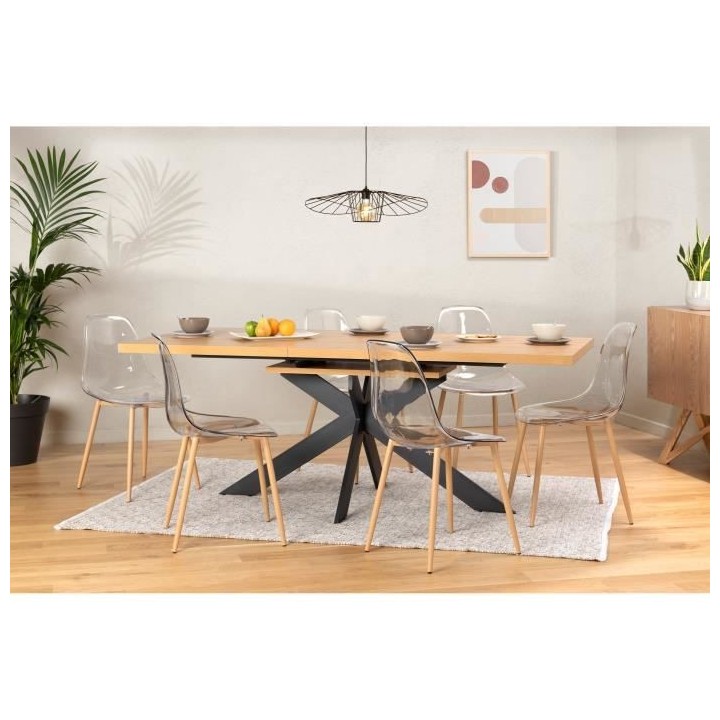 Lot de 6 chaises cristal transparent - L 47 x P 54 x H 84 cm - CLODY