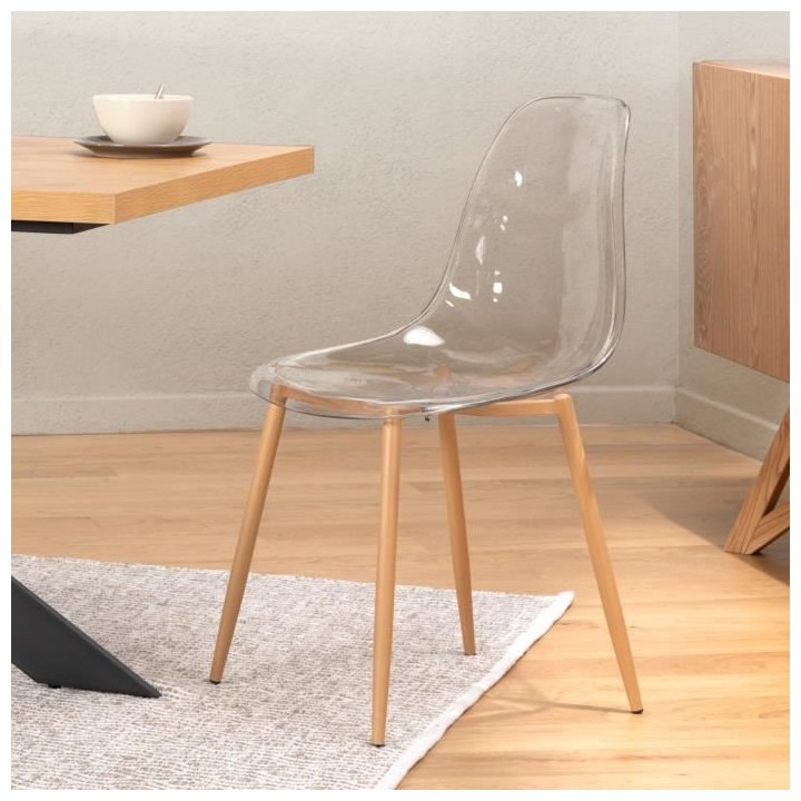 Lot de 6 chaises cristal transparent - L 47 x P 54 x H 84 cm - CLODY