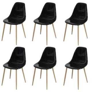 Lot de 6 chaises cristal transparent noir - L 47 x P 54 x H 84 cm - CL