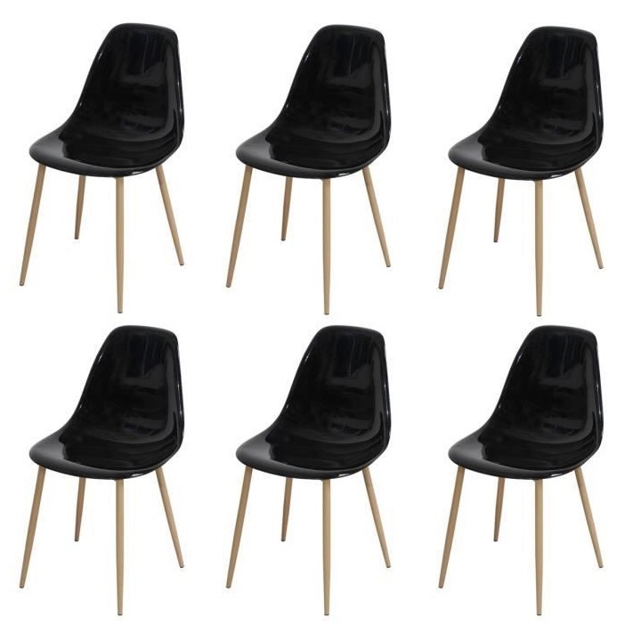 Lot de 6 chaises cristal transparent noir - L 47 x P 54 x H 84 cm - CL