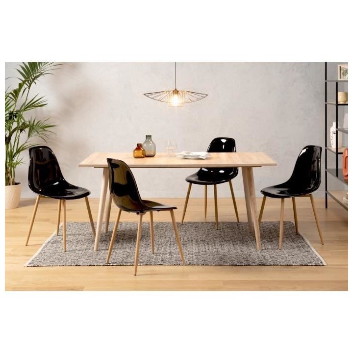 Lot de 6 chaises cristal transparent noir - L 47 x P 54 x H 84 cm - CL