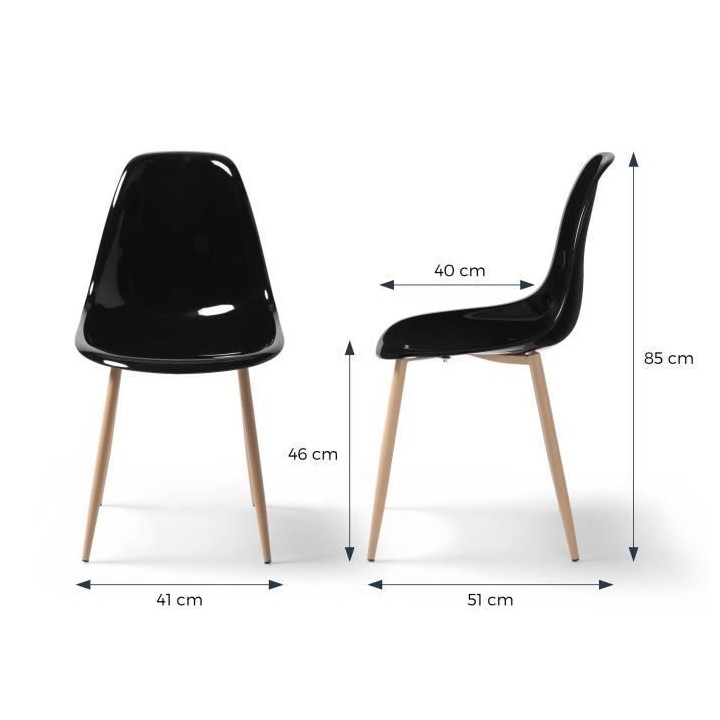 Lot de 6 chaises cristal transparent noir - L 47 x P 54 x H 84 cm - CL