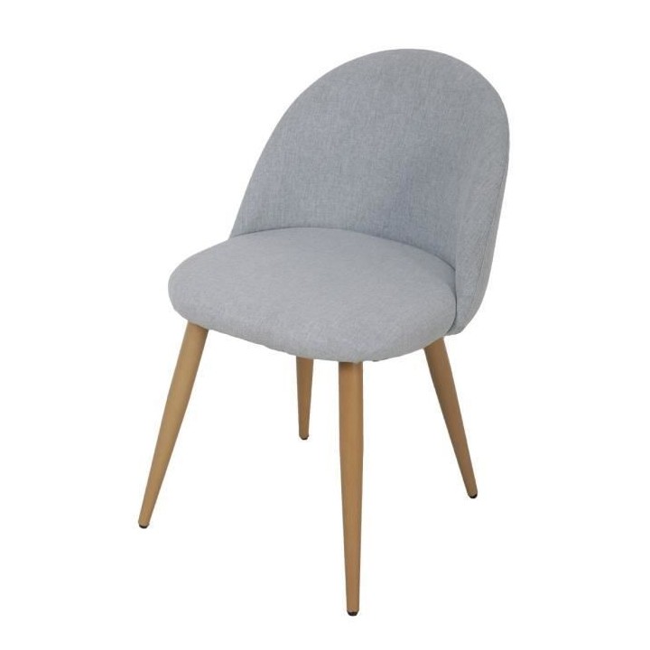 COLE Chaise - Tissu Bleu gris - Pieds en métal - L 53 x P 54 x H 76 c