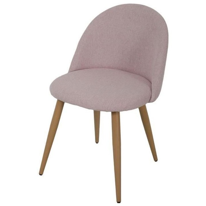 COLE Chaise - Tissu rose - Pieds en métal - L 53 x P 54 x H 76 cm