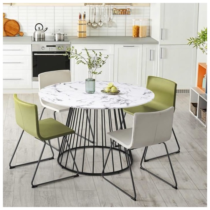 Table a manger - Placage marbre Noir - L 120 x P 120 x H 75 cm- MODA