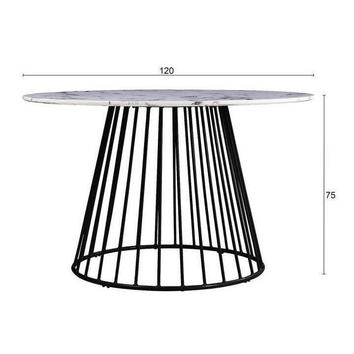 Table a manger - Placage marbre Noir - L 120 x P 120 x H 75 cm- MODA