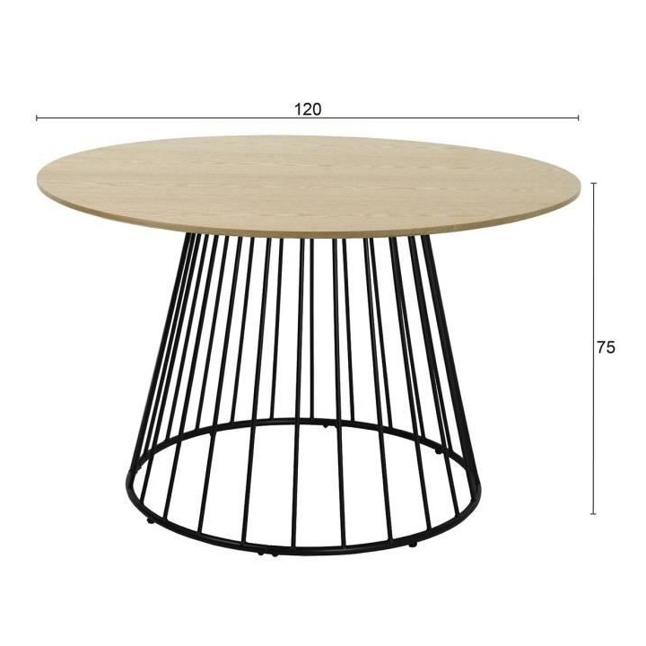 Table a manger - Placage chene Noir - L 120 x P 120 x H 75 cm - MODA