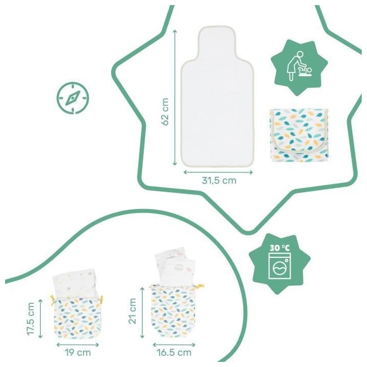 Badabulle Pochettes a langer Pockets & Go, matelas a langer inclus, 1