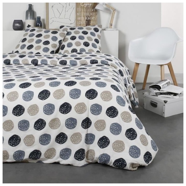 Parure de lit 2 personnes TODAY Coton en flanelle 1.9 - Une housse de