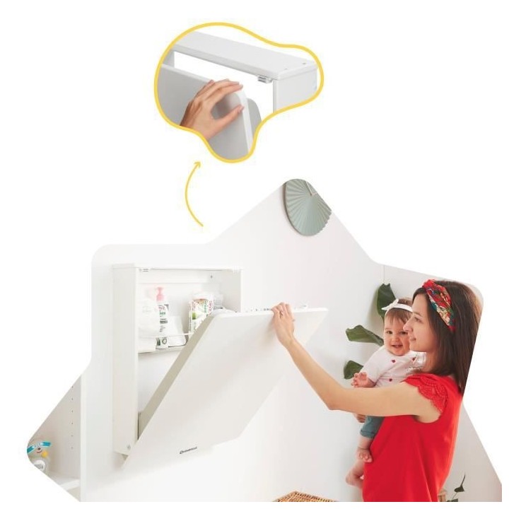 Badabulle Table a langer murale Plouf, avec matelas a langer inclus -