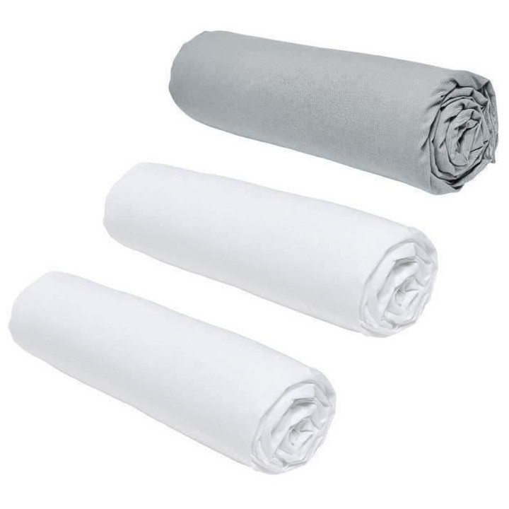 Lot de 3 draps housses TODAY Essential - 160 x 200 cm - 2 personnes -