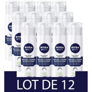 NIVEA FOR MEN Mousse a Raser peau sensible - 200ml - Lot de 12
