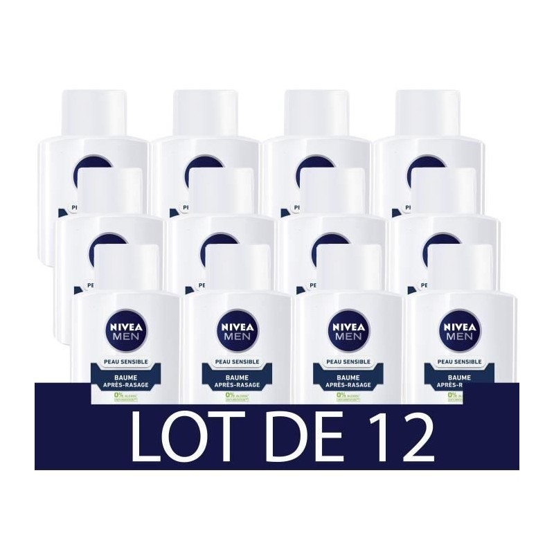 NIVEA FOR MEN Baume Apres-Rasage peau sensible - 100ml - Lot de 12