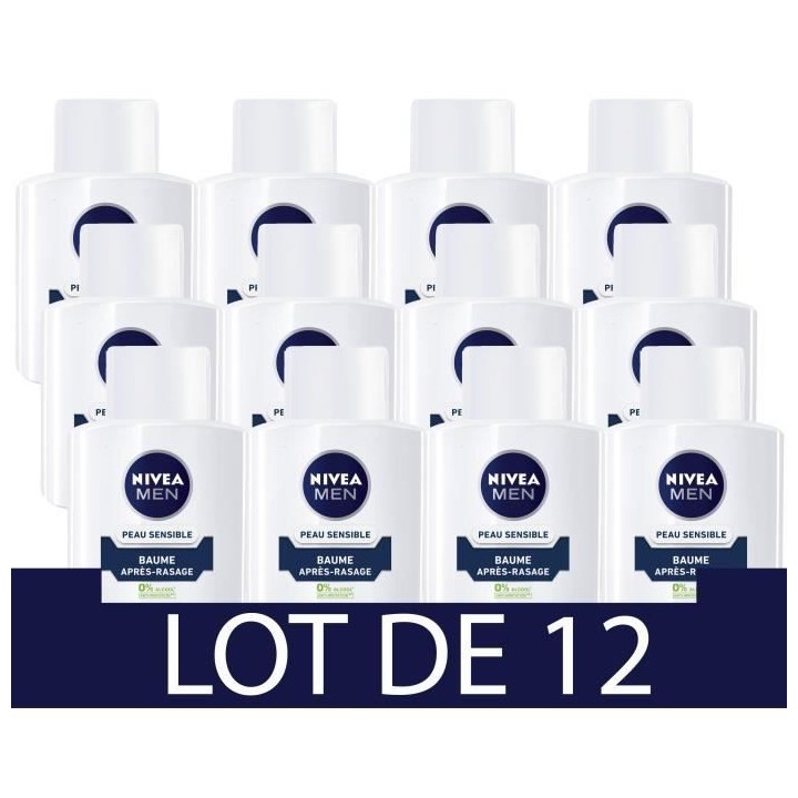 NIVEA FOR MEN Baume Apres-Rasage peau sensible - 100ml - Lot de 12
