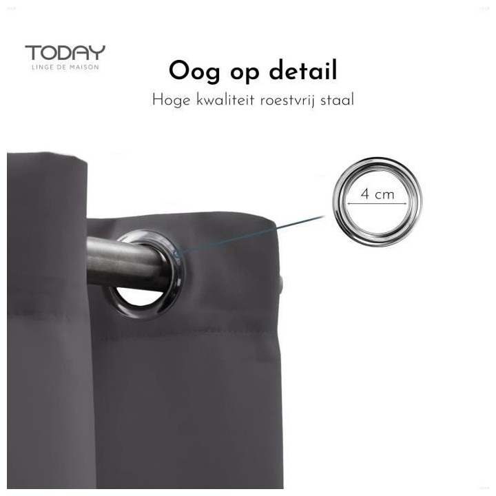 Rideau a oeillets - 140X240 - Fusain - TODAY Essential - 356003