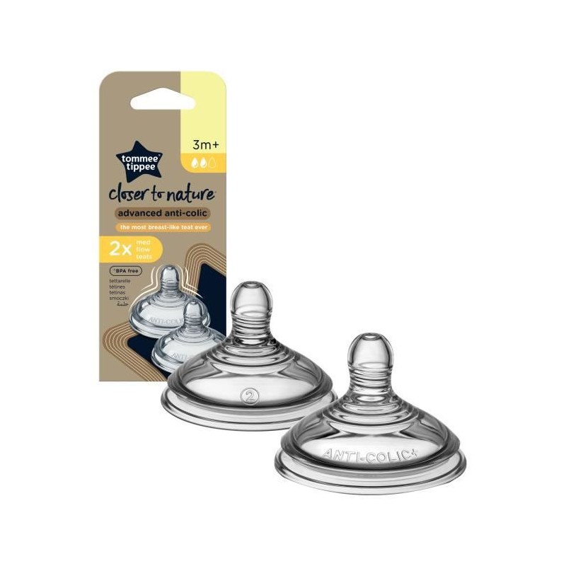 TOMMEE TIPPEE Tétines a Débit Moyen Anti Colique Avancé Lot de 2