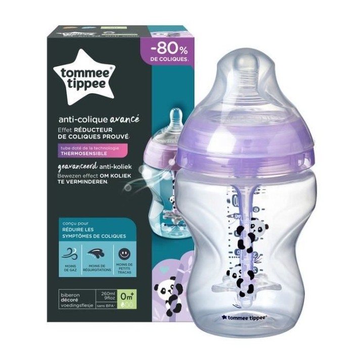 TOMMEE TIPPEE Biberon Anti-Colique, débit lent, imitation sein matern
