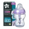 TOMMEE TIPPEE Biberon Anti-Colique, débit lent, imitation sein maternel, 260ml x1, pandas, violet