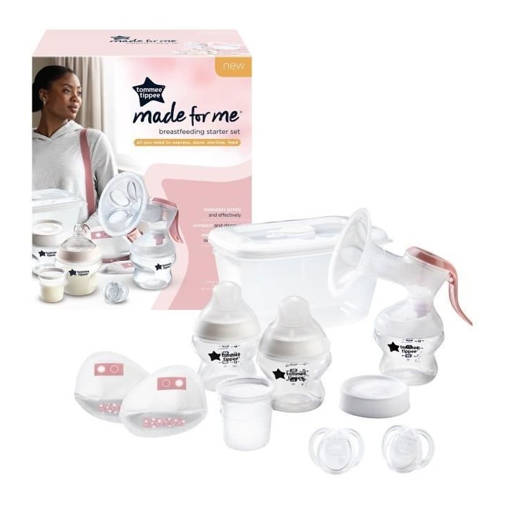 TOMMEE TIPPEE, Kit de démarrage allaitement, tire-lait manuel et bibe