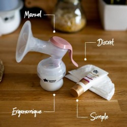 TOMMEE TIPPEE, Tire-lait manuel made for me, ergonomique, silencieux et tansportable, biberon inclus