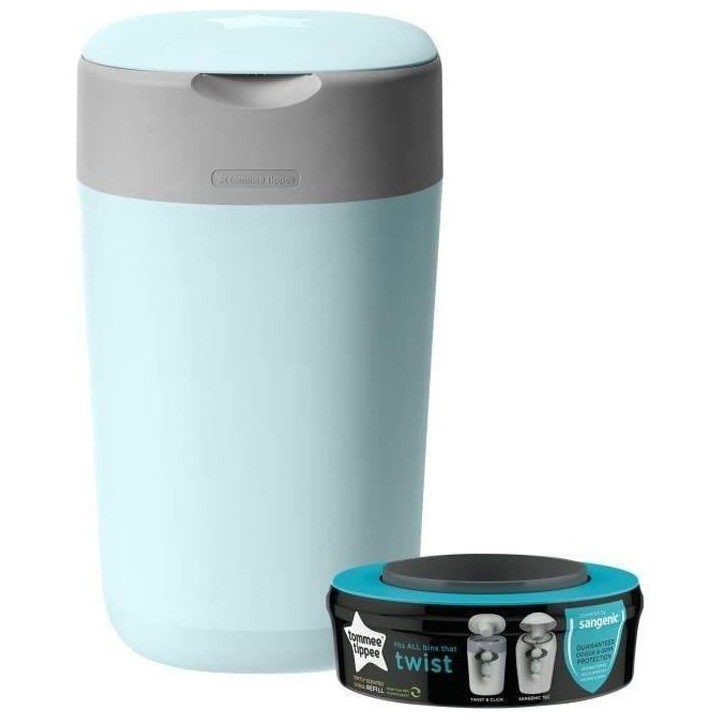 TOMMEE TIPPEE Poubelle a couches Twist and click Sangenic Tec Bleu