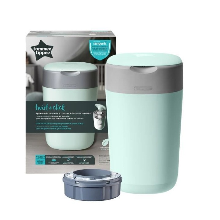 TOMMEE TIPPEE Poubelle a couches Twist and click Blanc Sangenic Tec Ve