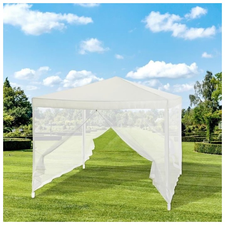 Tonnelle de jardin avec 4 moustiquaires - 3x3m - Acier et polyester 14
