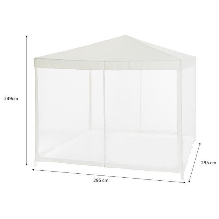 Tonnelle de jardin avec 4 moustiquaires - 3x3m - Acier et polyester 14