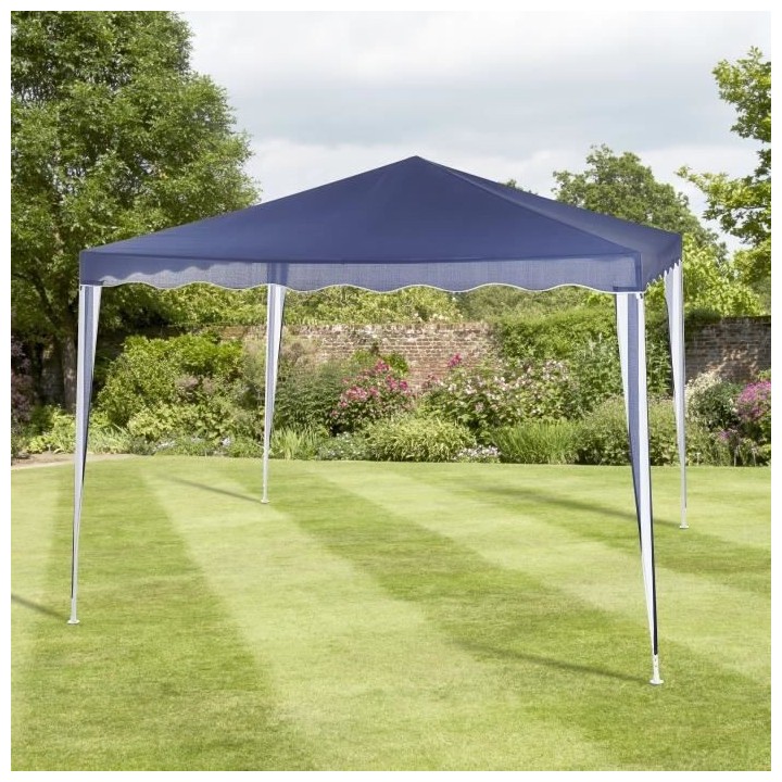 Tonnelle de jardin - 3x3 m - Acier et 140 g polyester - Blanc et bleu