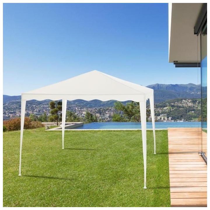 Tonnelle de jardin - 3x3m - Acier - Polyester 140 g - Blanc