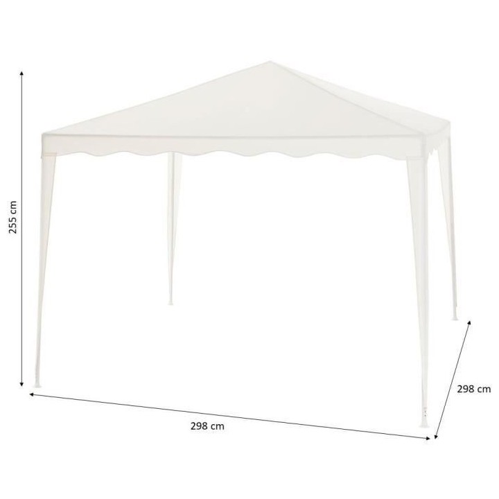 Tonnelle de jardin - 3x3m - Acier - Polyester 140 g - Blanc